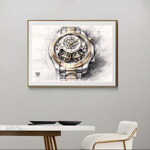 Luxury Skeleton Watch Wall Art – Contemporary Horology Print ( 13in x 19in )